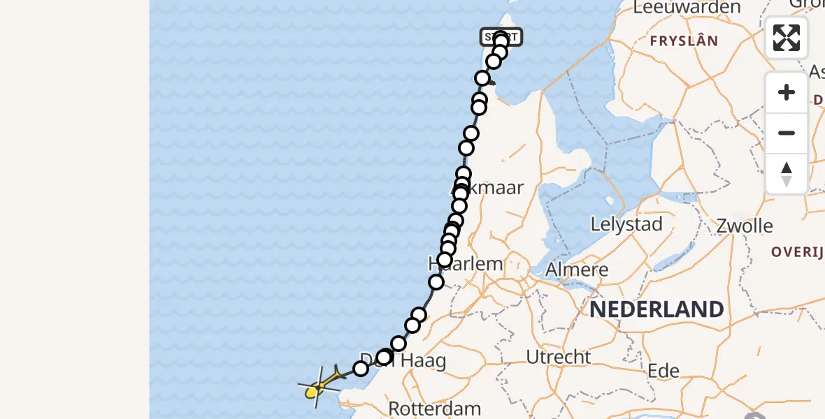 Routekaart van de vlucht: Politieheli naar 