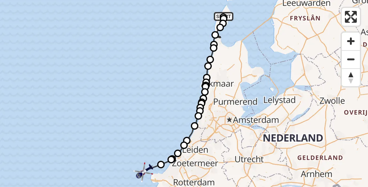 Vluchtroute Politiehelikopter Texel International Airport - , 10 juni 2022, 18:17