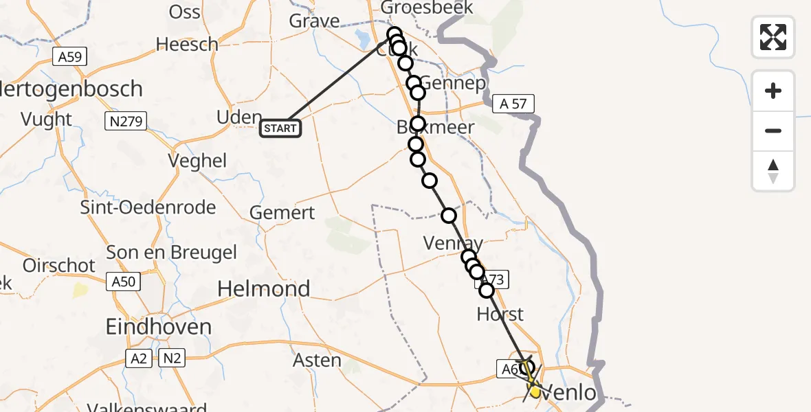 Routekaart van de vlucht: Lifeliner 3 naar Venlo