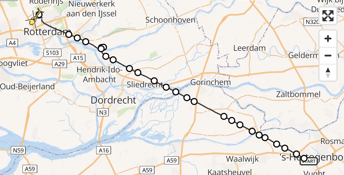 Routekaart van de vlucht: Lifeliner 2 naar Rotterdam The Hague Airport