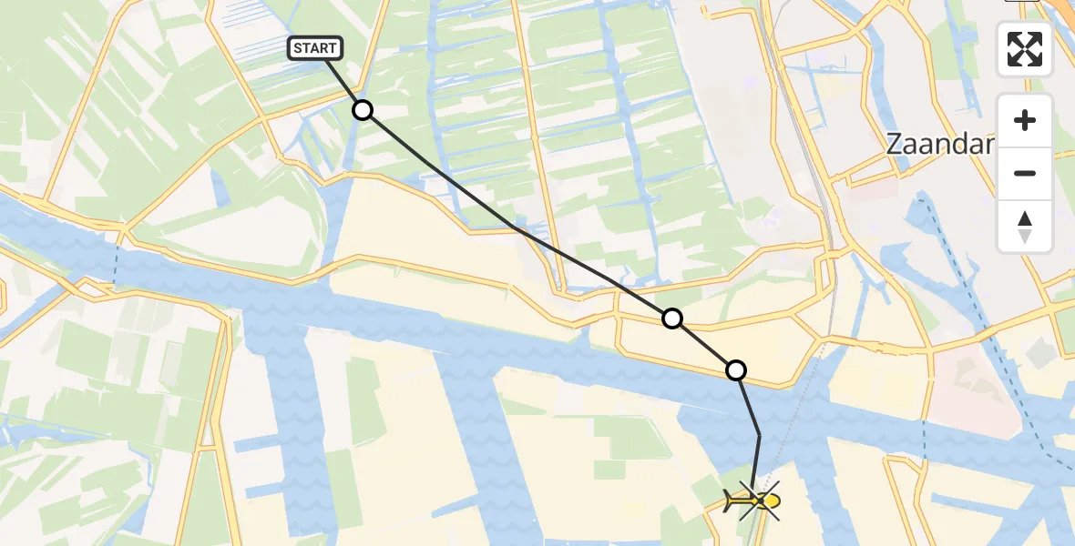 Routekaart van de vlucht: Lifeliner 1 naar Amsterdam Heliport