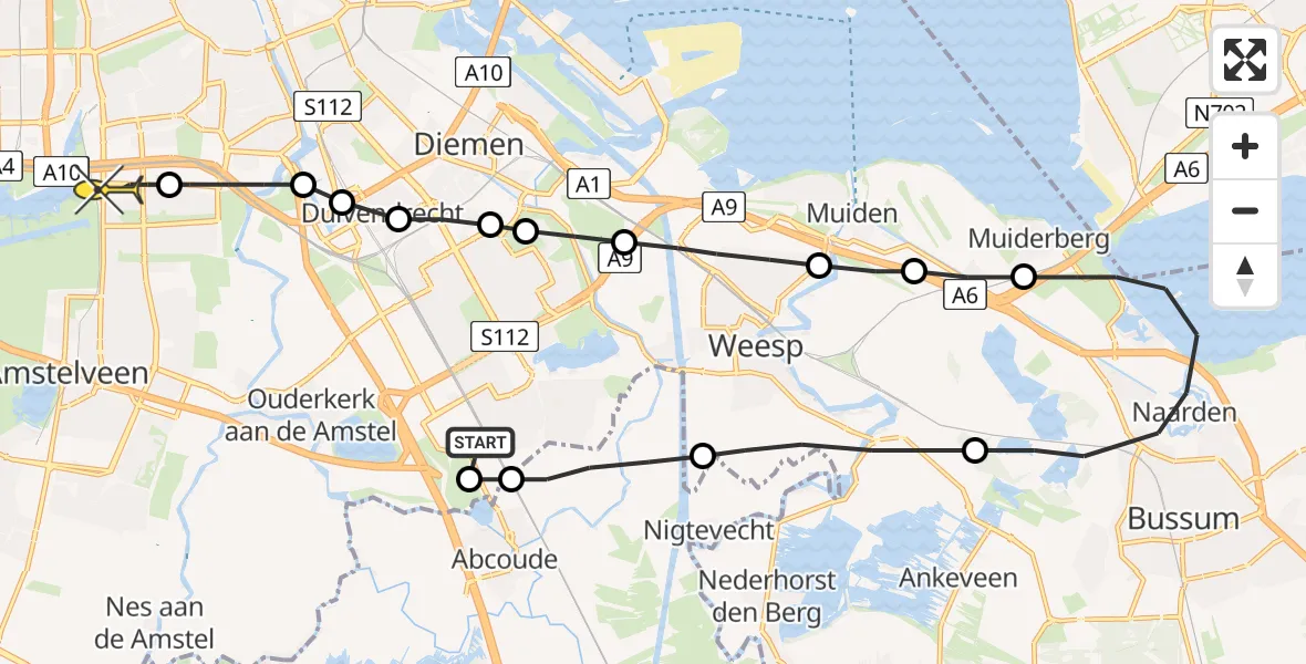 Routekaart van de vlucht: Lifeliner 1 naar VU Medisch Centrum Amsterdam