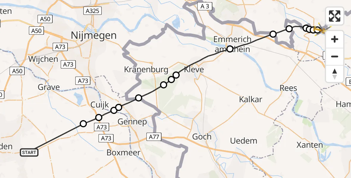 Vluchtroute Traumahelikopter Vliegbasis Volkel - , 10 juni 2022, 23:23
