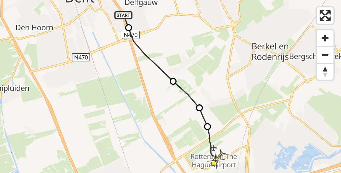 Routekaart van de vlucht: Lifeliner 2 naar Rotterdam The Hague Airport