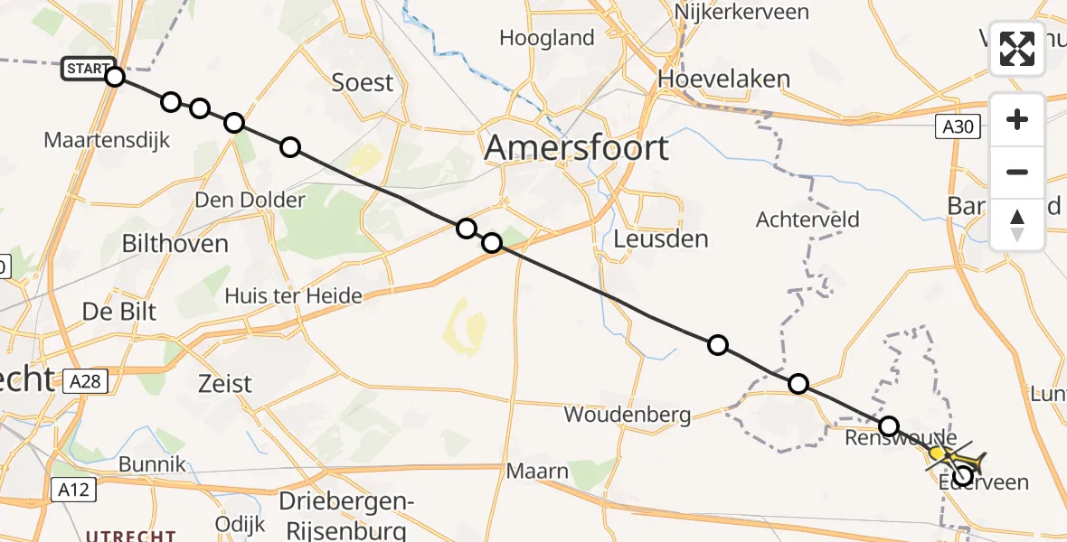 Routekaart van de vlucht: Lifeliner 1 naar Ederveen
