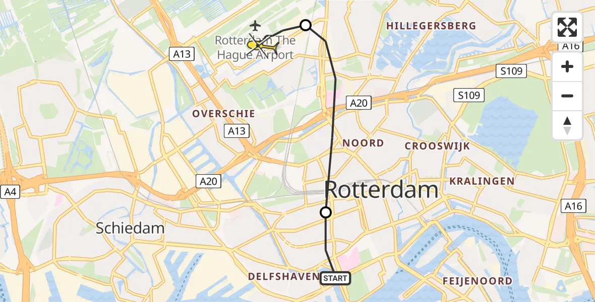 Routekaart van de vlucht: Lifeliner 2 naar Rotterdam The Hague Airport