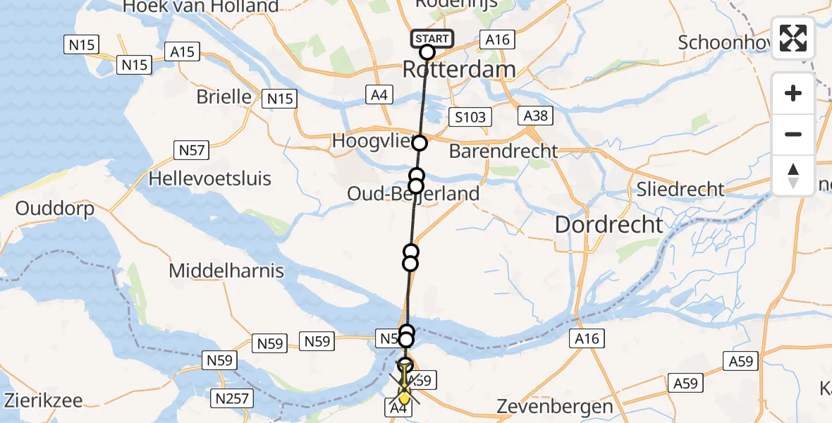 Routekaart van de vlucht: Lifeliner 2 naar Heijningen