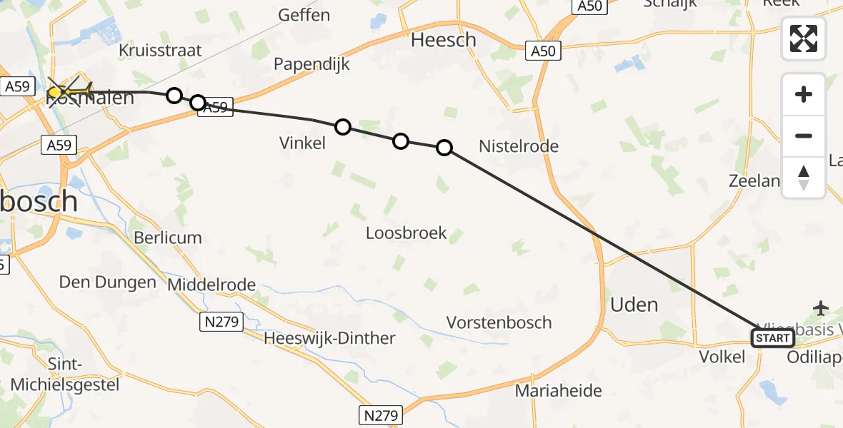 Routekaart van de vlucht: Lifeliner 3 naar Rosmalen