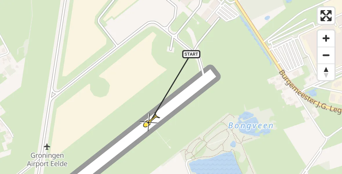 Routekaart van de vlucht: Traumahelikopter naar Groningen Airport Eelde