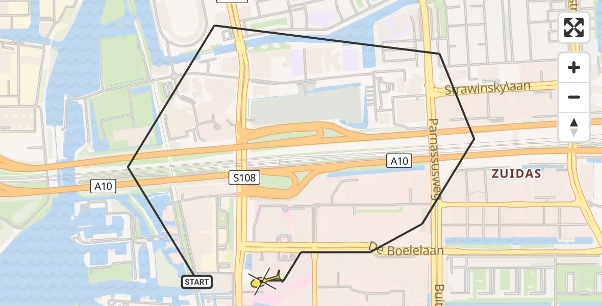 Routekaart van de vlucht: Lifeliner 1 naar VU Medisch Centrum Amsterdam