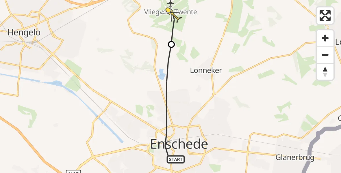 Routekaart van de vlucht: Lifeliner 2 naar Twente Airport