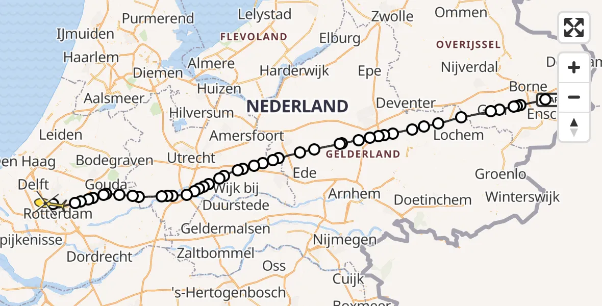 Routekaart van de vlucht: Lifeliner 2 naar Rotterdam The Hague Airport