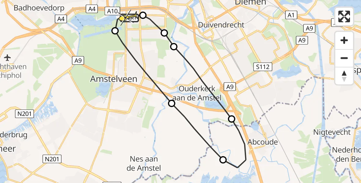 Routekaart van de vlucht: Lifeliner 1 naar VU Medisch Centrum Amsterdam