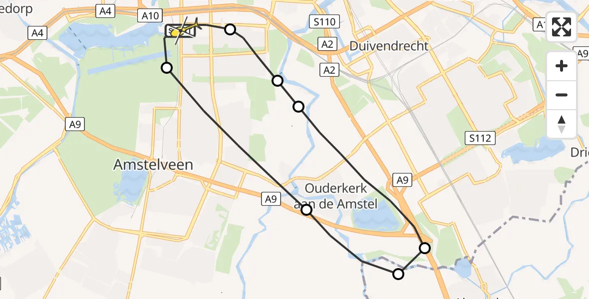 Routekaart van de vlucht: Lifeliner 1 naar VU Medisch Centrum Amsterdam