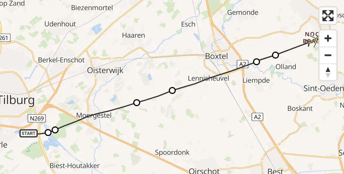 Routekaart van de vlucht: Lifeliner 3 naar Schijndel