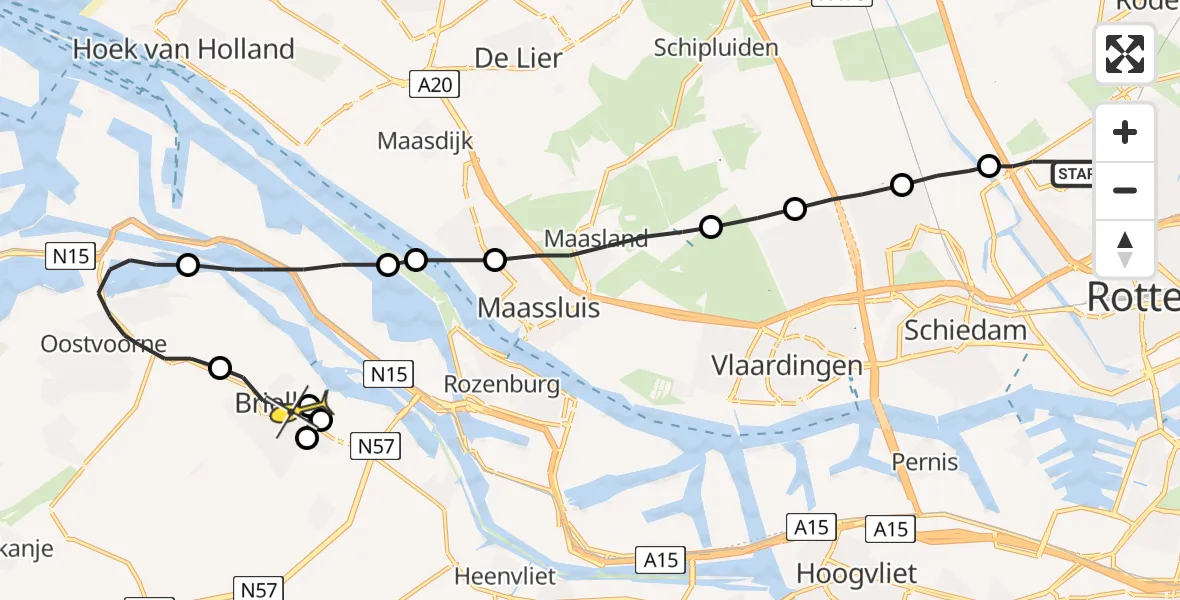 Routekaart van de vlucht: Lifeliner 2 naar Vierpolders