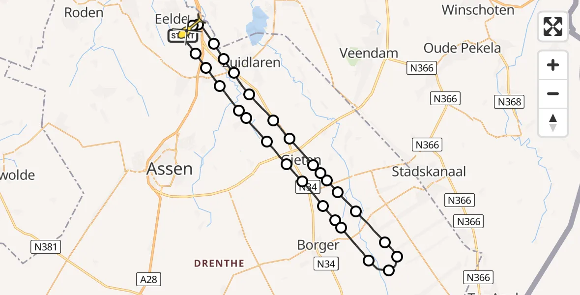 Routekaart van de vlucht: Lifeliner 4 naar Groningen Airport Eelde