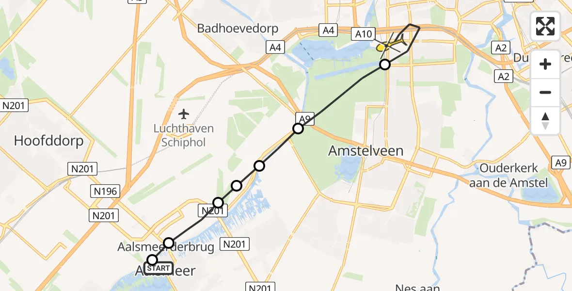 Routekaart van de vlucht: Lifeliner 2 naar VU Medisch Centrum Amsterdam