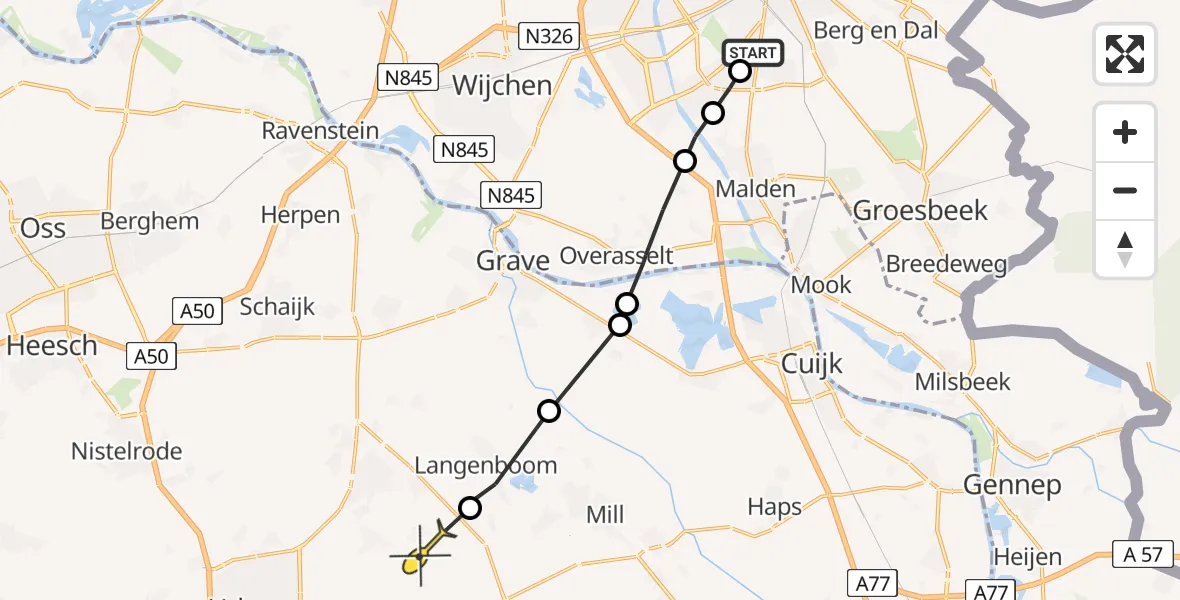 Routekaart van de vlucht: Lifeliner 3 naar Zeeland