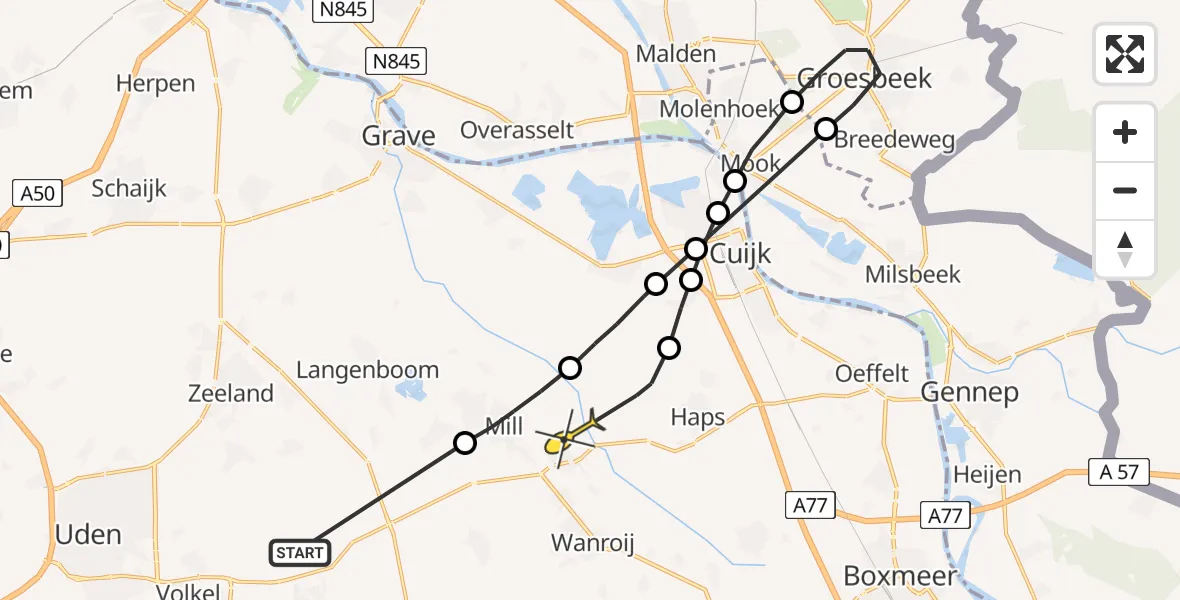 Routekaart van de vlucht: Lifeliner 3 naar Sint Hubert