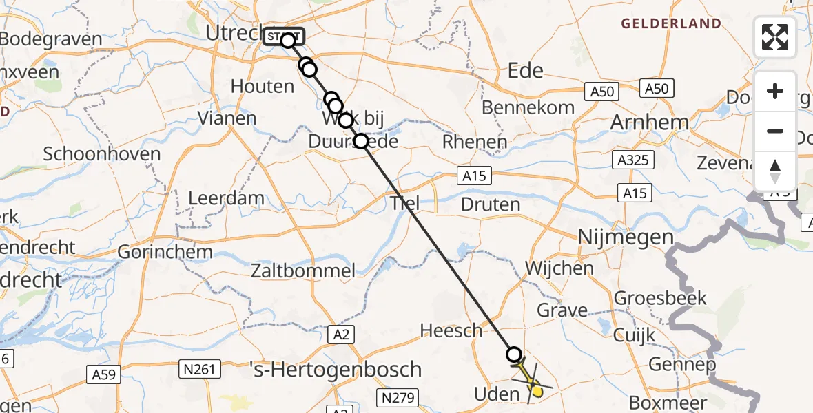 Routekaart van de vlucht: Lifeliner 3 naar Zeeland