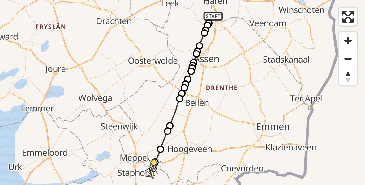 Routekaart van de vlucht: Lifeliner 4 naar IJhorst