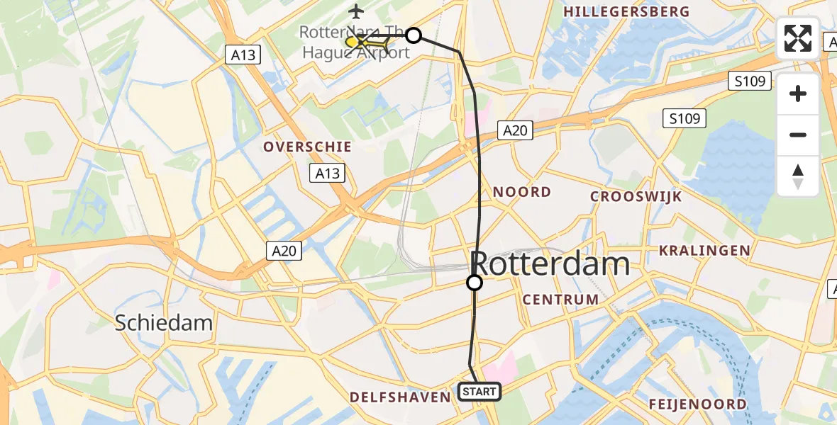 Routekaart van de vlucht: Lifeliner 2 naar Rotterdam The Hague Airport