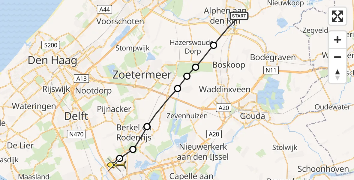 Routekaart van de vlucht: Lifeliner 1 naar Rotterdam The Hague Airport