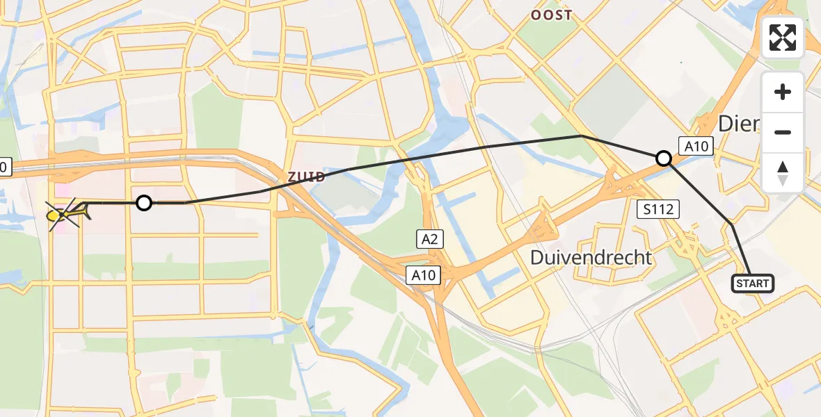 Routekaart van de vlucht: Lifeliner 1 naar VU Medisch Centrum Amsterdam