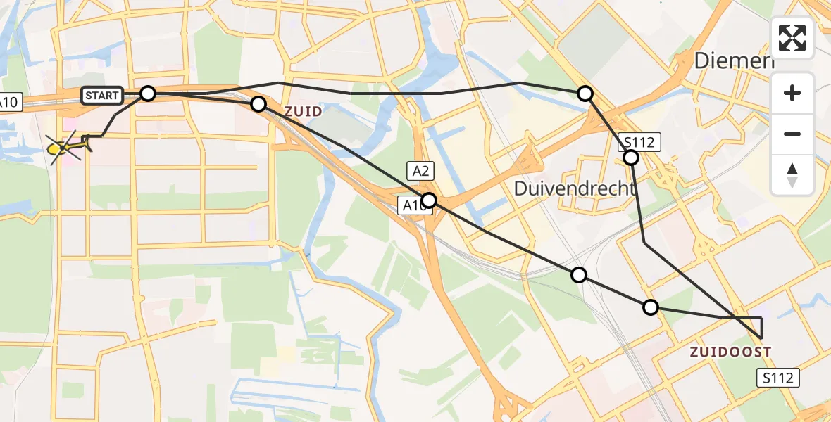Routekaart van de vlucht: Lifeliner 1 naar VU Medisch Centrum Amsterdam