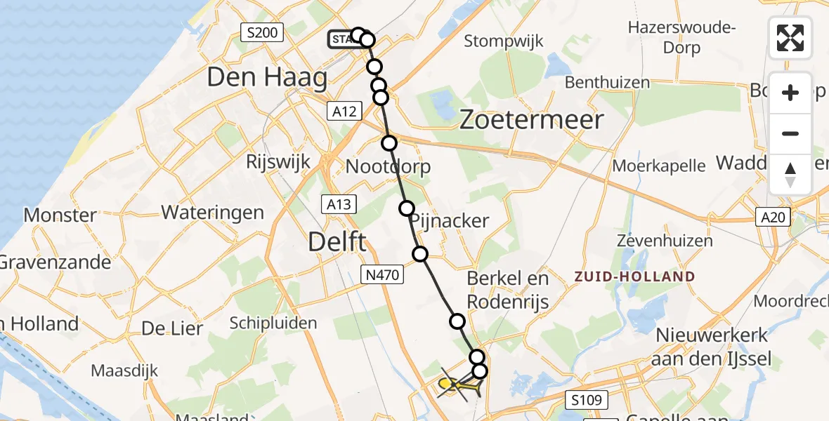 Routekaart van de vlucht: Lifeliner 2 naar Rotterdam The Hague Airport