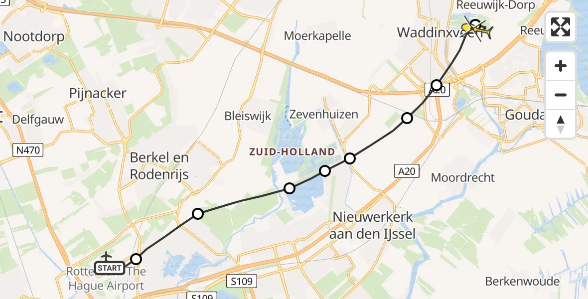 Routekaart van de vlucht: Lifeliner 2 naar Reeuwijk