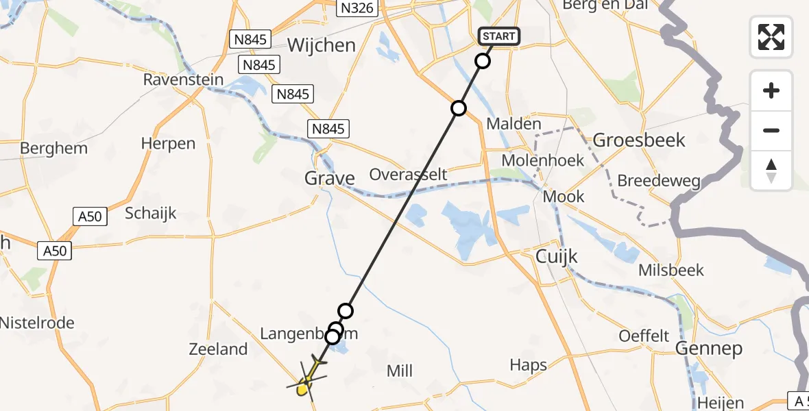 Routekaart van de vlucht: Lifeliner 3 naar Langenboom