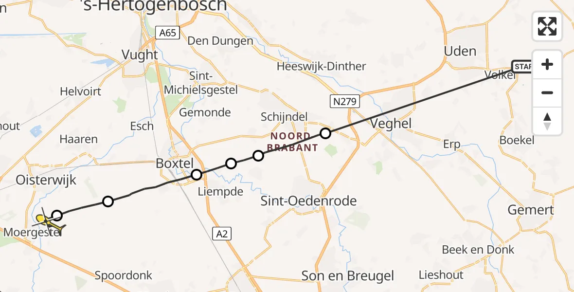Routekaart van de vlucht: Lifeliner 3 naar Moergestel