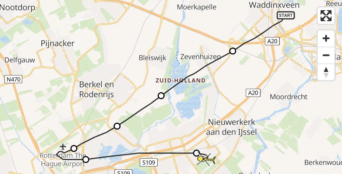 Routekaart van de vlucht: Lifeliner 2 naar Capelle aan den IJssel