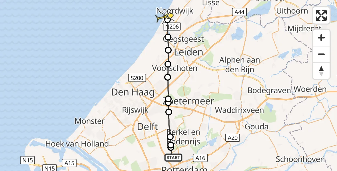 Routekaart van de vlucht: Lifeliner 2 naar Noordwijk