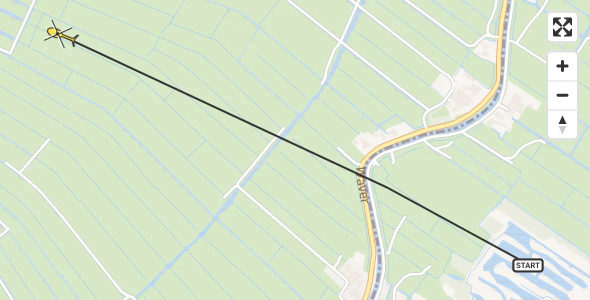 Routekaart van de vlucht: Politiehelikopter naar Ouderkerk aan de Amstel