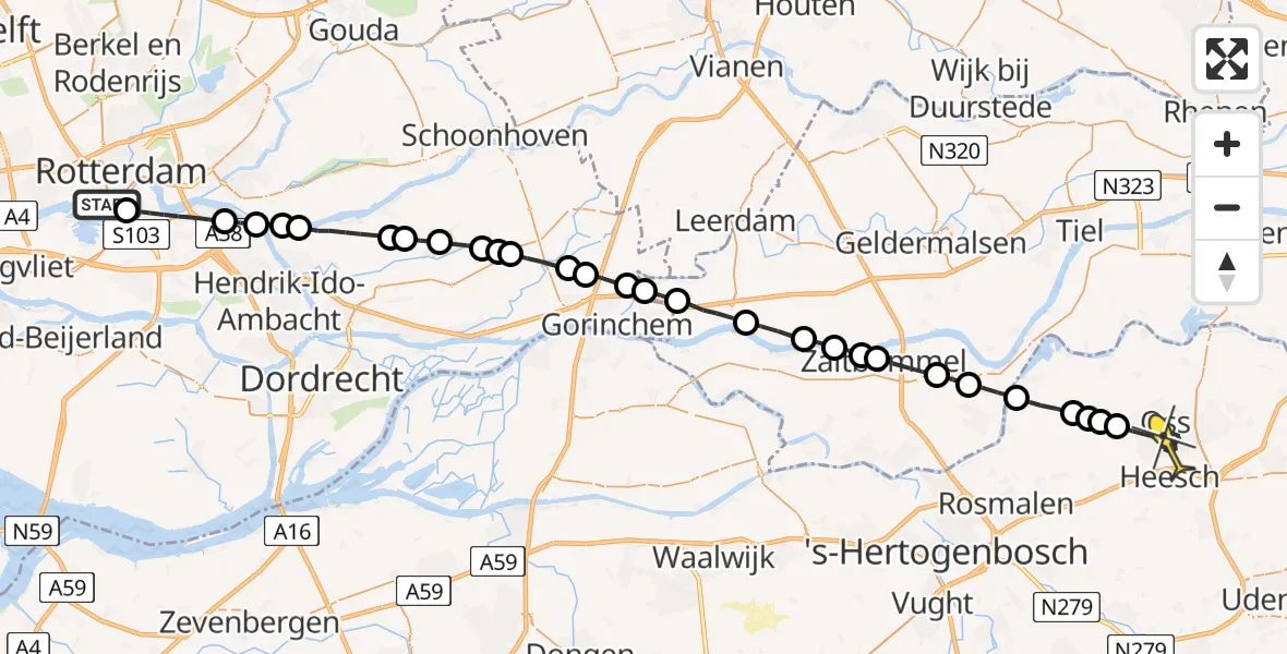 Routekaart van de vlucht: Lifeliner 2 naar Oss