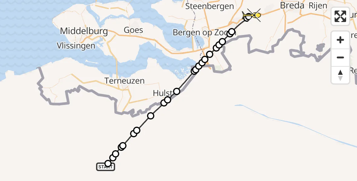 Routekaart van de vlucht: Lifeliner 3 naar Breda International Airport