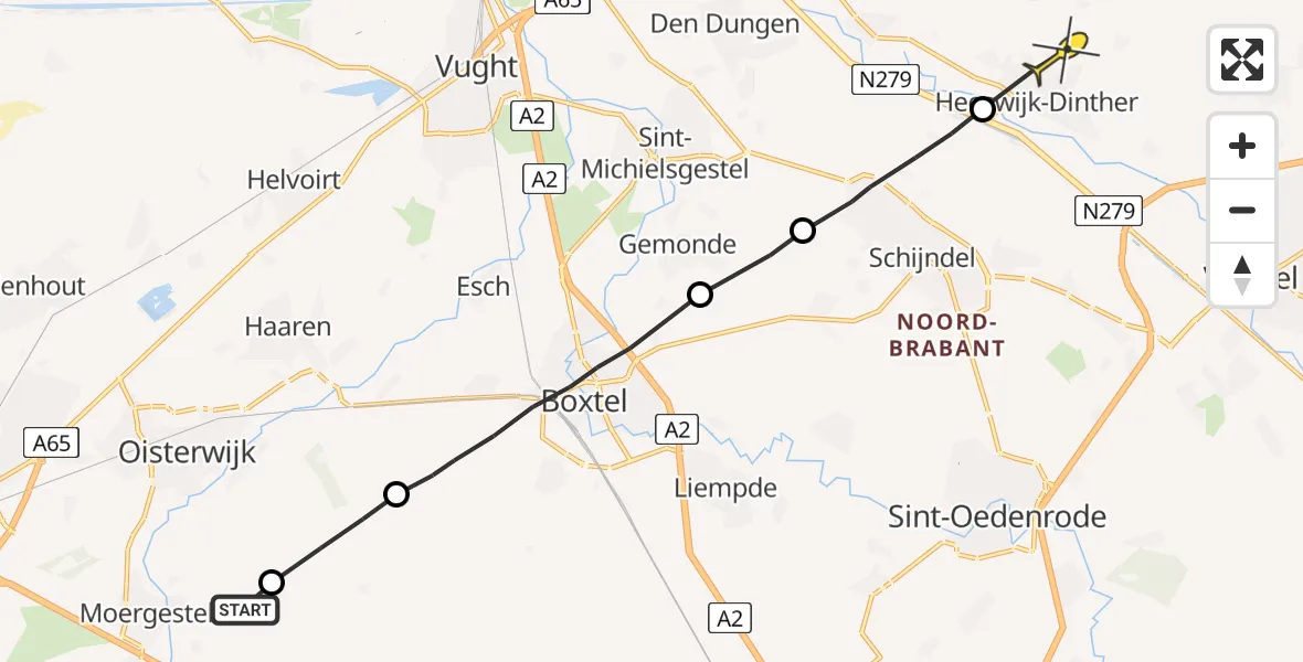 Routekaart van de vlucht: Lifeliner 3 naar Heeswijk-Dinther