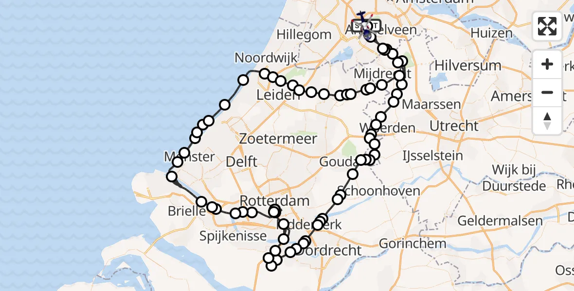 Vluchtroute Politiehelikopter van Schiphol naar Schiphol