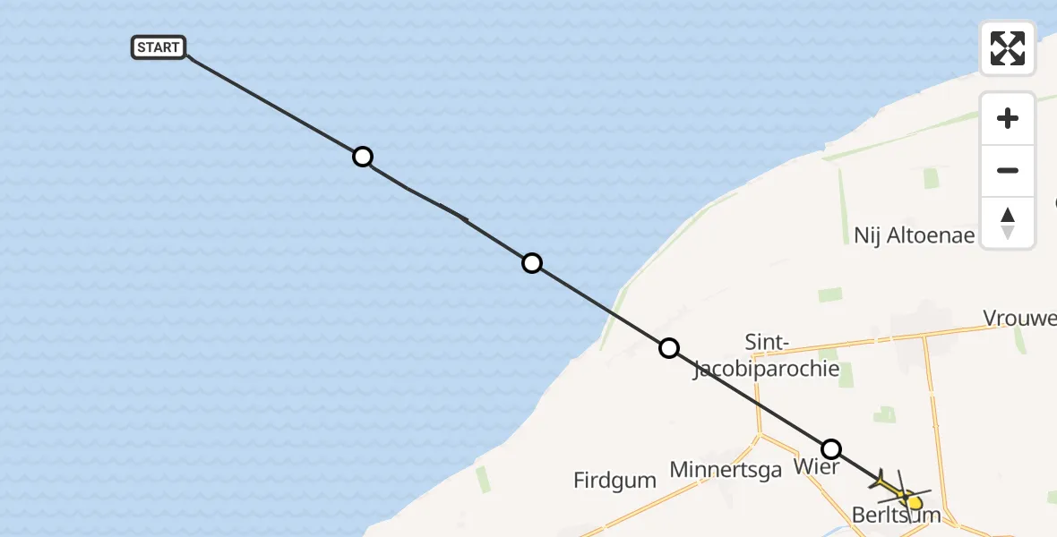 Routekaart van de vlucht: Ambulancehelikopter naar Berltsum