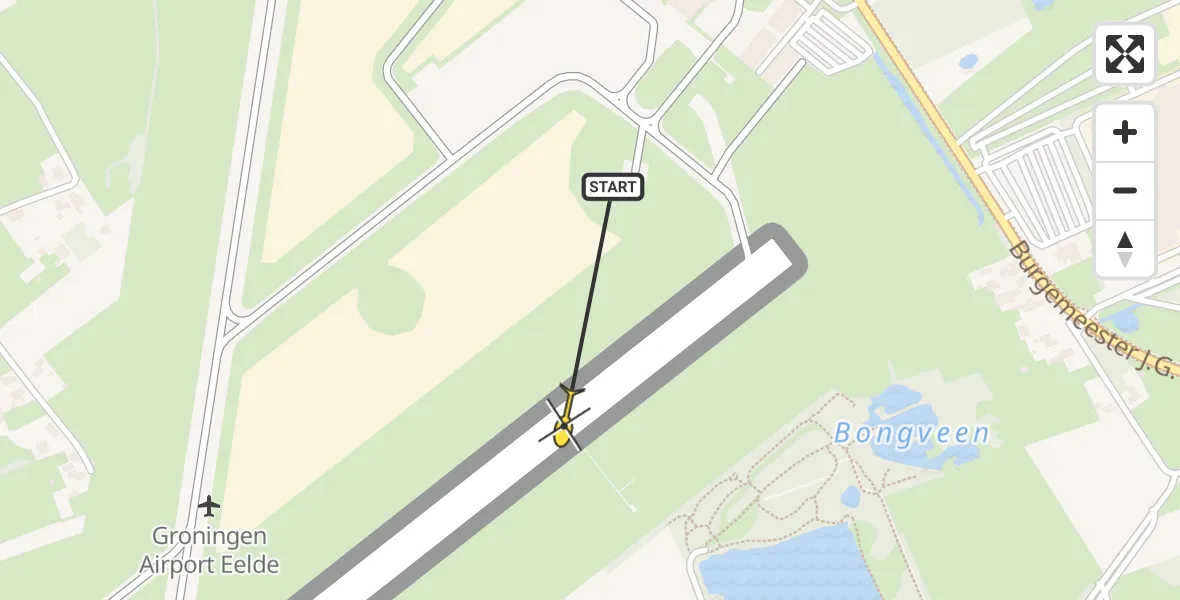 Routekaart van de vlucht: Traumahelikopter naar Groningen Airport Eelde