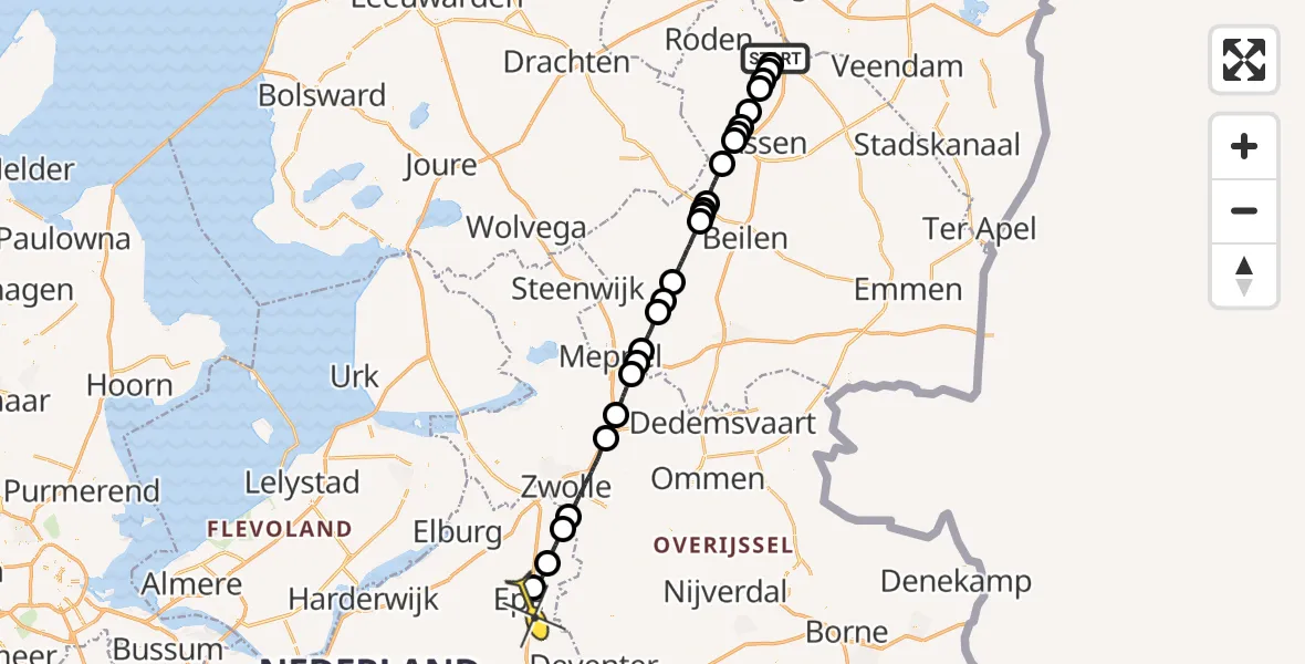 Routekaart van de vlucht: Lifeliner 4 naar Epe