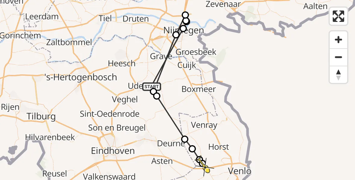 Routekaart van de vlucht: Lifeliner 3 naar Sevenum