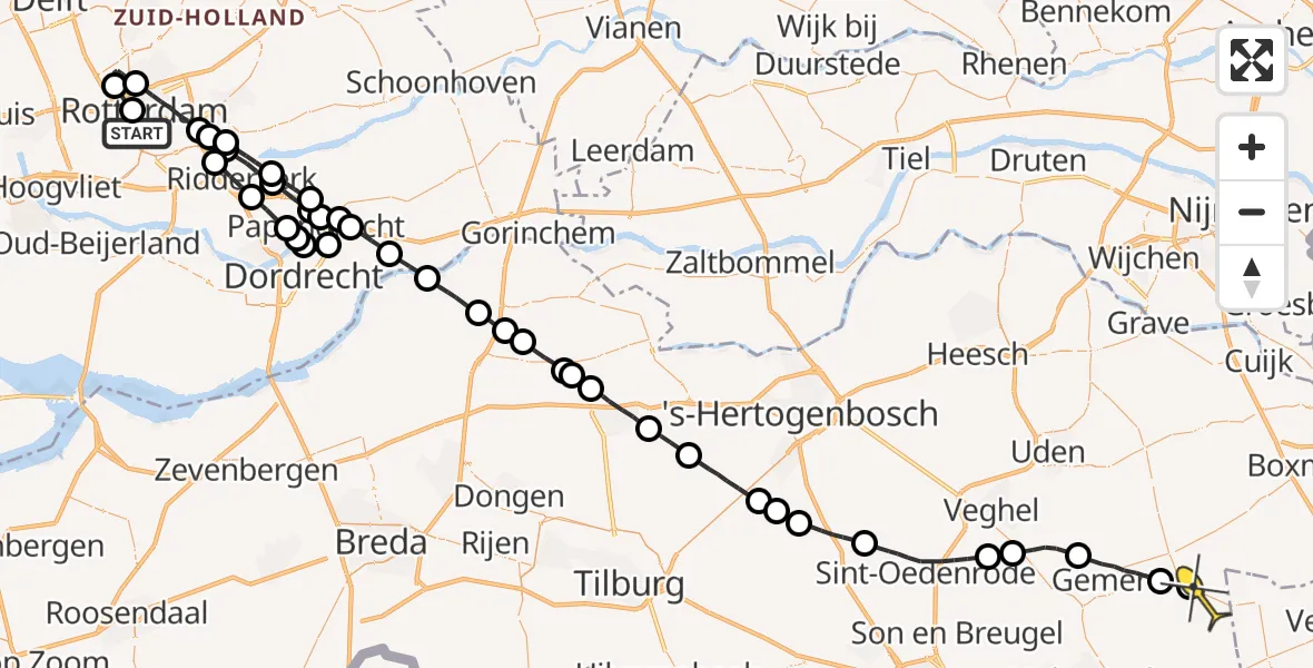 Routekaart van de vlucht: Lifeliner 2 naar De Rips