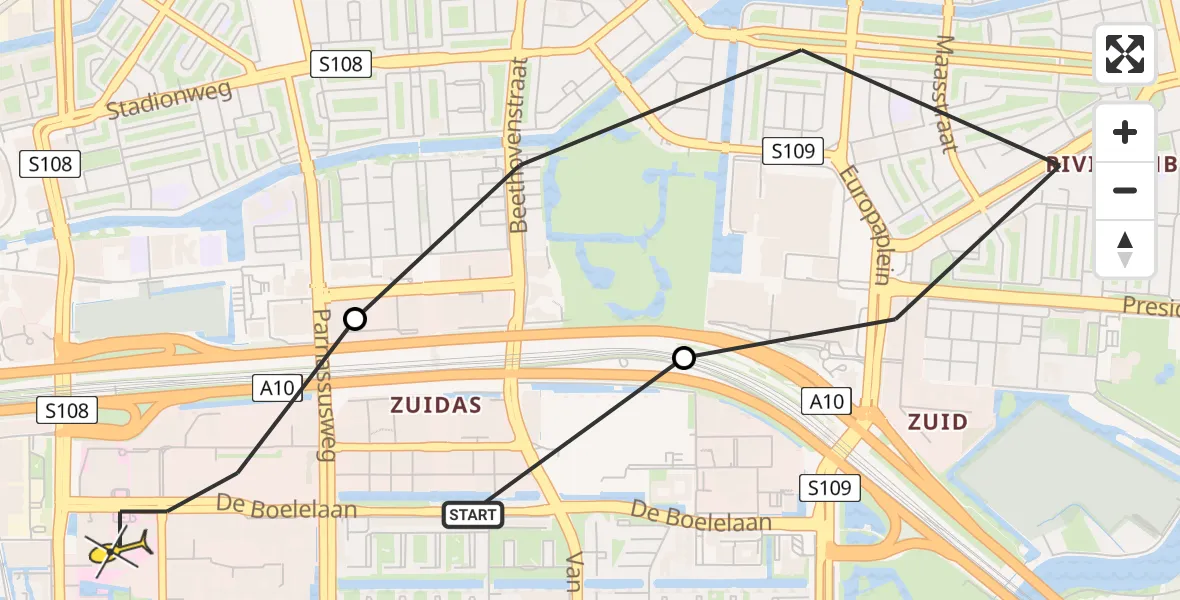 Routekaart van de vlucht: Lifeliner 1 naar VU Medisch Centrum Amsterdam