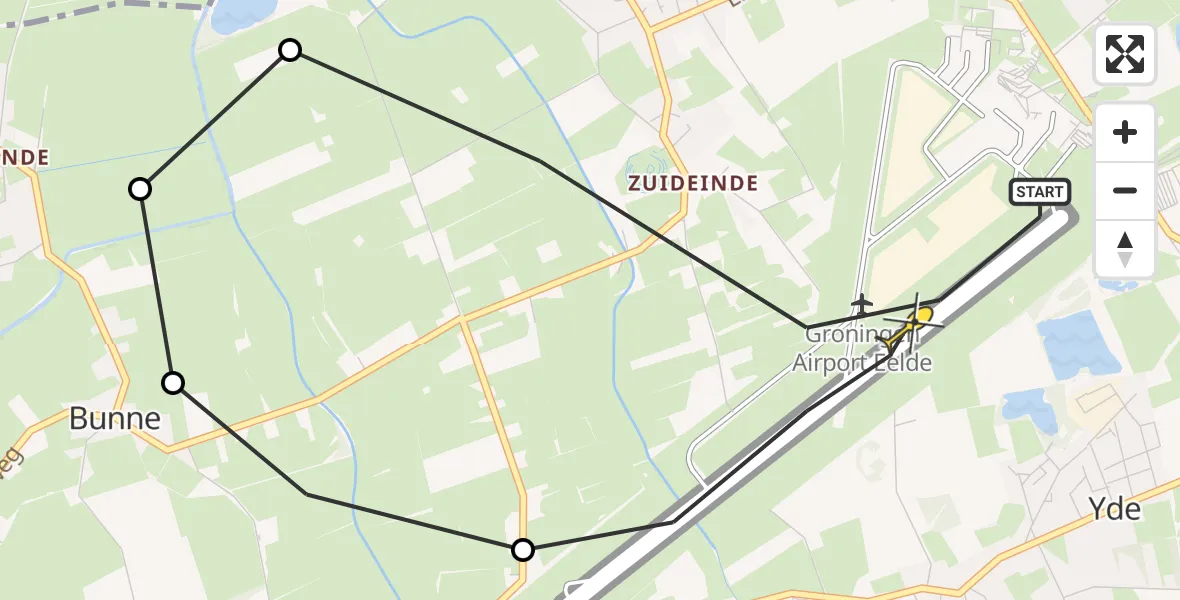 Routekaart van de vlucht: Lifeliner 4 naar Groningen Airport Eelde