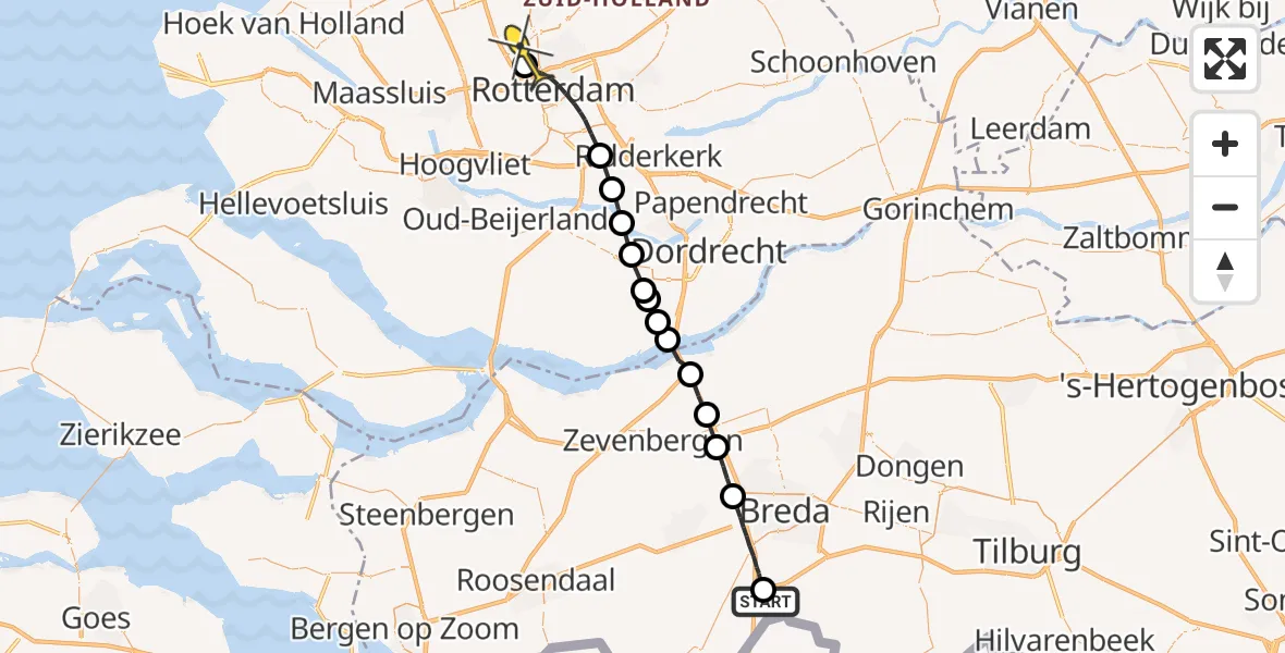 Routekaart van de vlucht: Lifeliner 2 naar Rotterdam The Hague Airport