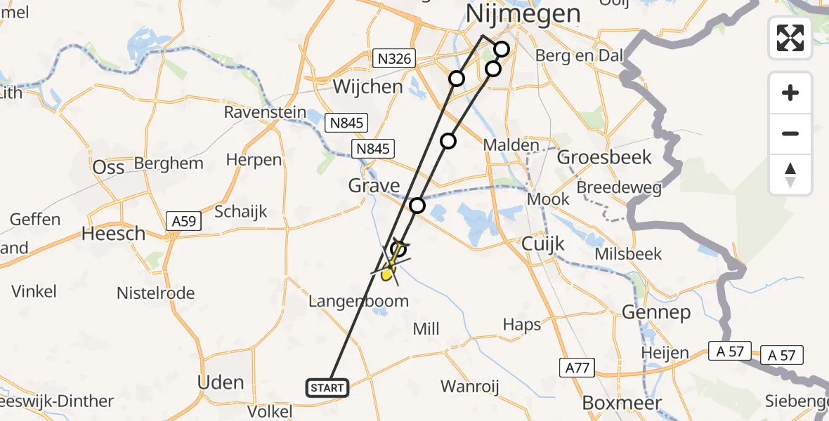 Routekaart van de vlucht: Lifeliner 3 naar Langenboom